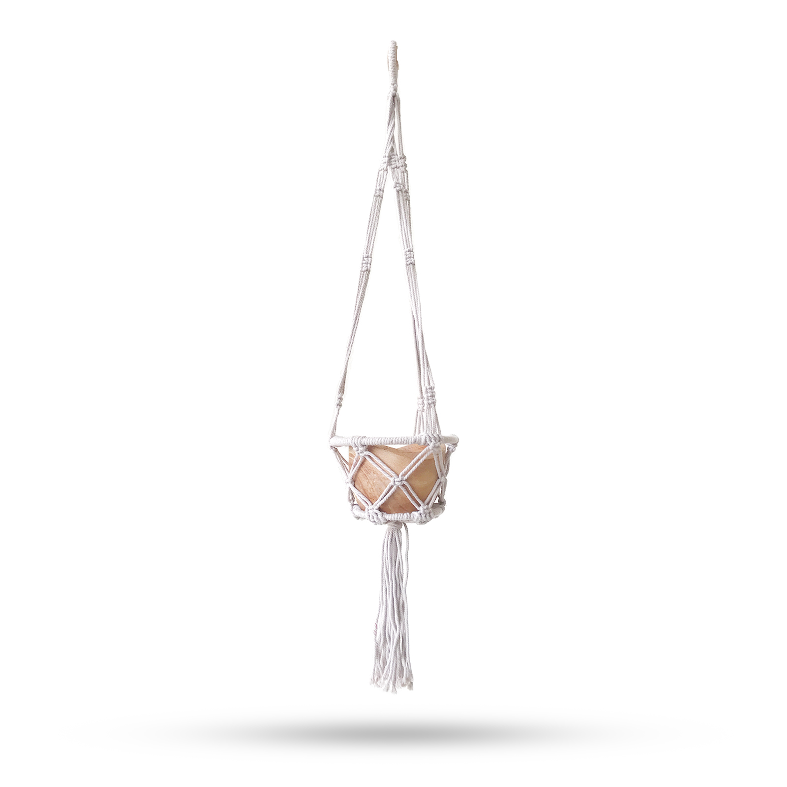 Macrame Hooped Pot Holder Small - Natural - 16cm Hoop - 1 Piece (MacP-17)